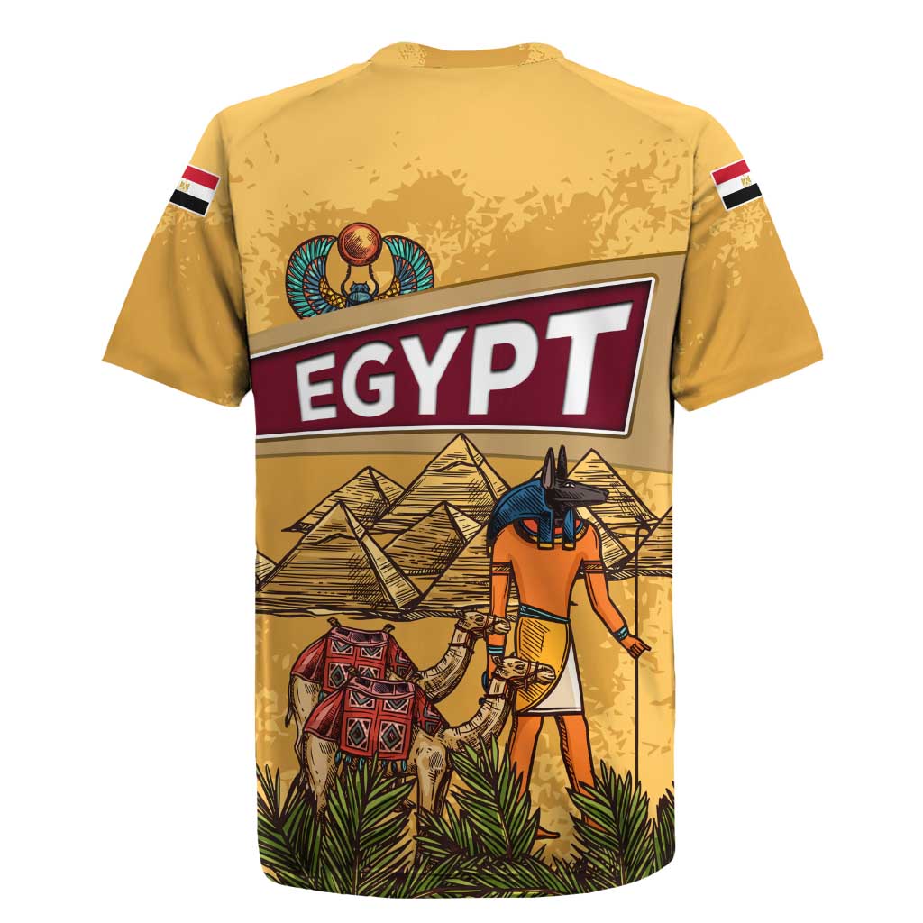 Egyptian Pyramids and Anubis Rugby Jersey Camel Caravan Desert - African Pride