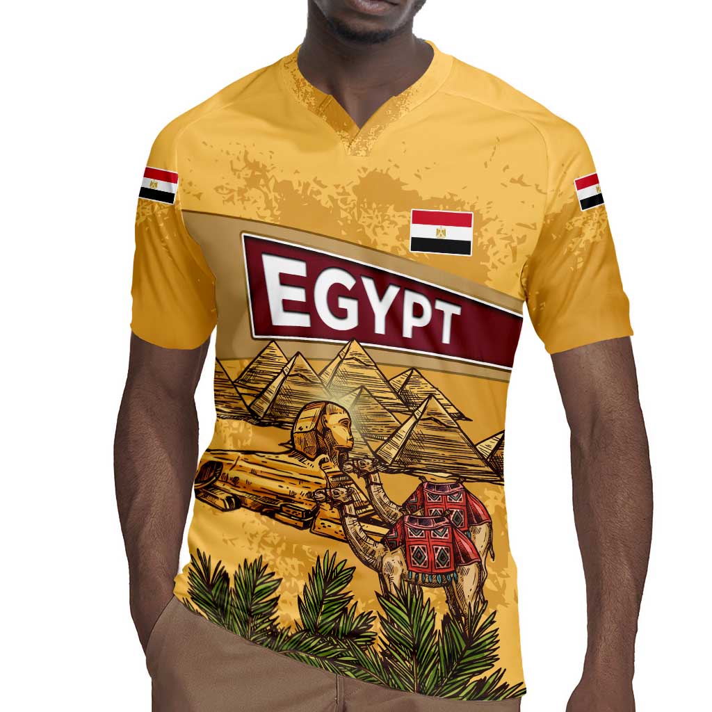 Egyptian Pyramids and Anubis Rugby Jersey Camel Caravan Desert - African Pride