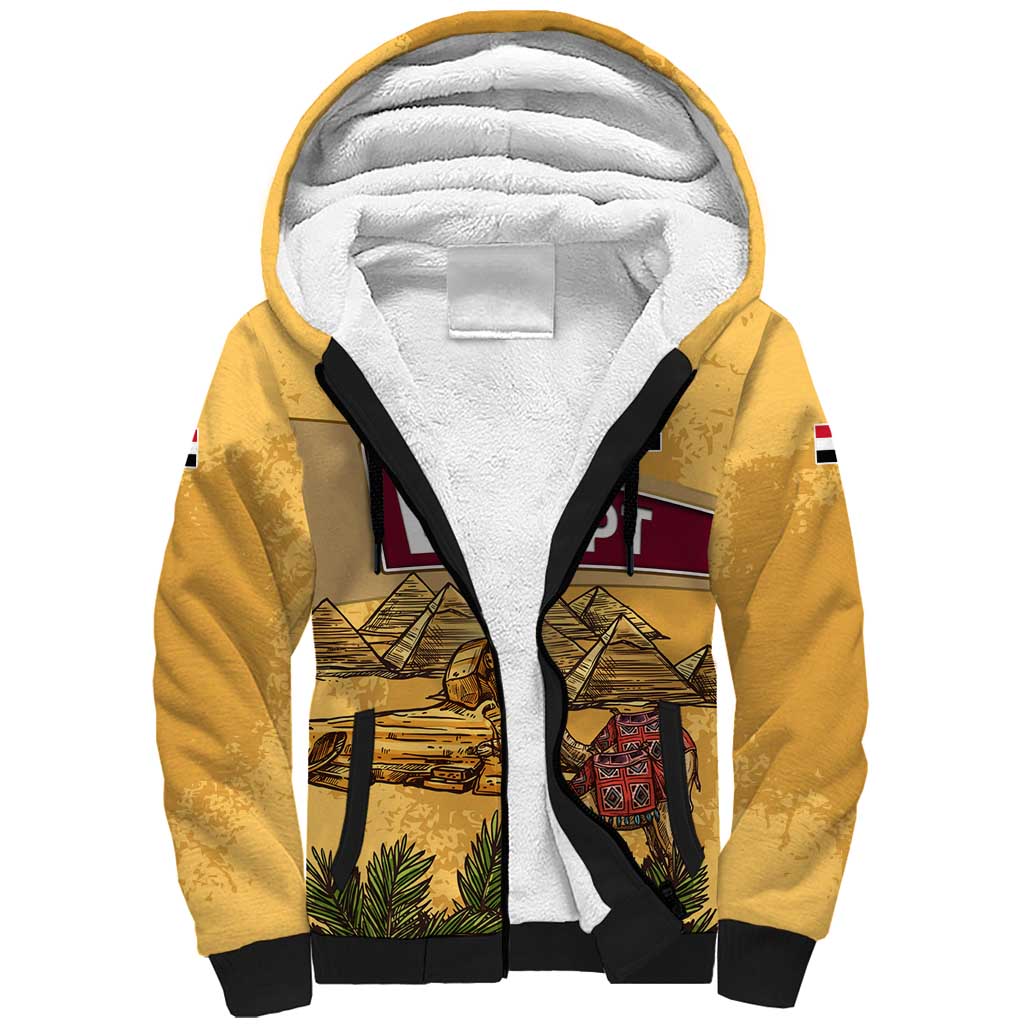 Egyptian Pyramids and Anubis Sherpa Hoodie Camel Caravan Desert - African Pride