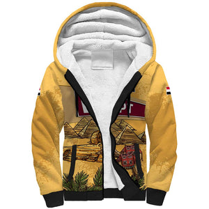 Egyptian Pyramids and Anubis Sherpa Hoodie Camel Caravan Desert - African Pride
