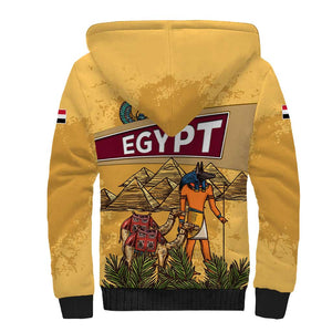 Egyptian Pyramids and Anubis Sherpa Hoodie Camel Caravan Desert - African Pride