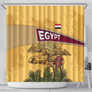 Egyptian Pyramids and Anubis Shower Curtain Camel Caravan Desert - African Pride