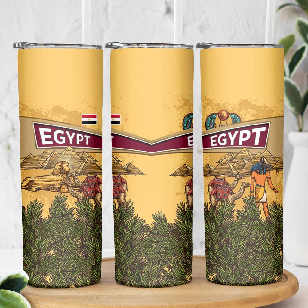 Egyptian Pyramids and Anubis Skinny Tumbler Camel Caravan Desert - African Pride