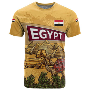 Egyptian Pyramids and Anubis T shirt Camel Caravan Desert - African Pride