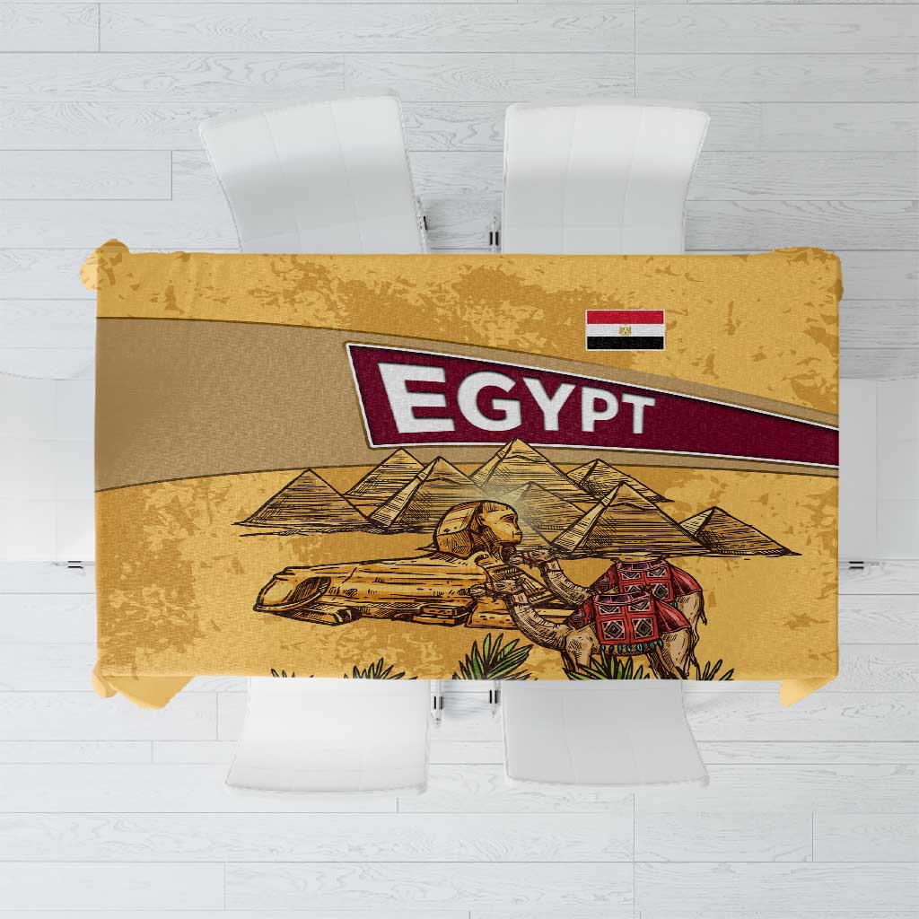 Egyptian Pyramids and Anubis Tablecloth Camel Caravan Desert - African Pride