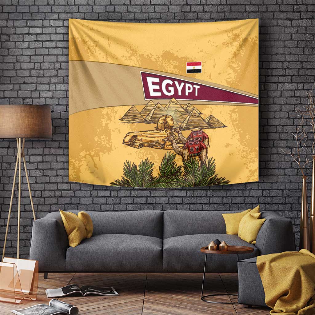 Egyptian Pyramids and Anubis Tapestry Camel Caravan Desert - African Pride