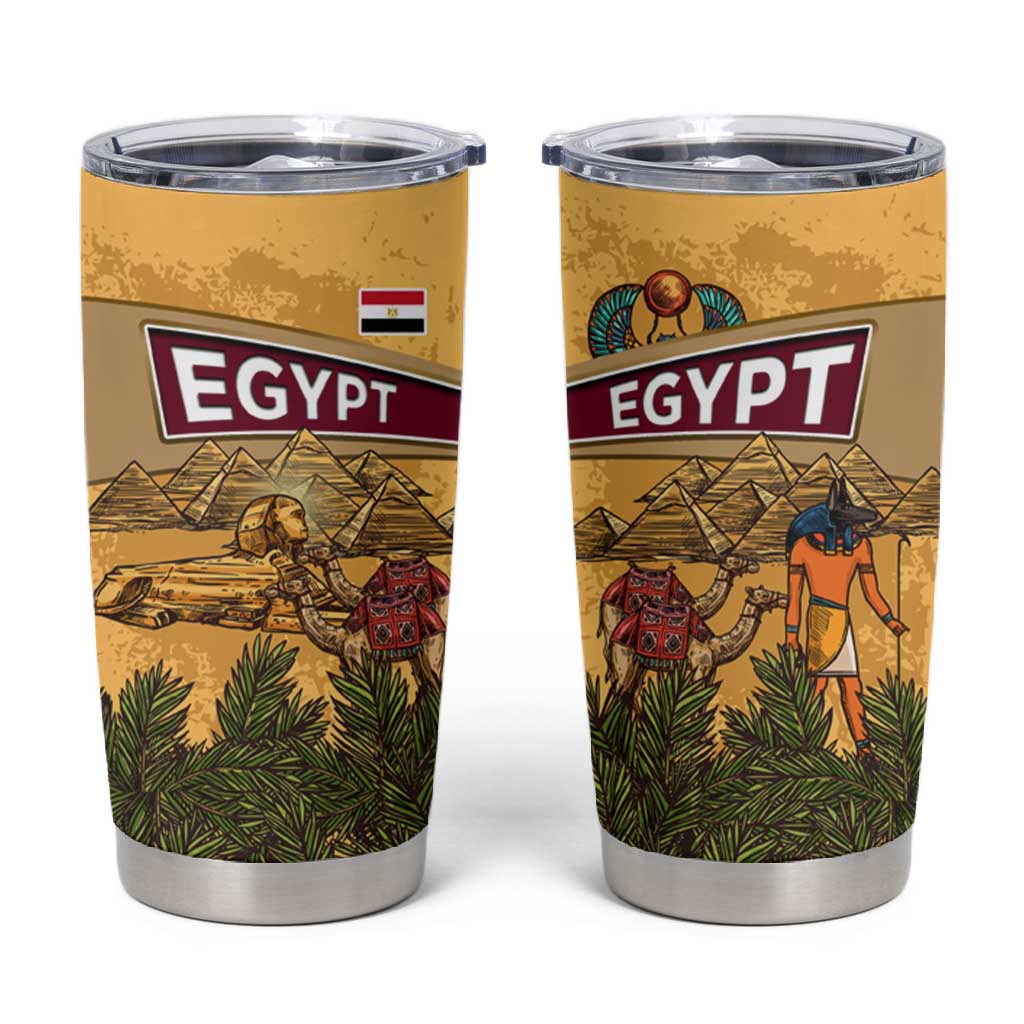 Egyptian Pyramids and Anubis Tumbler Cup Camel Caravan Desert - African Pride