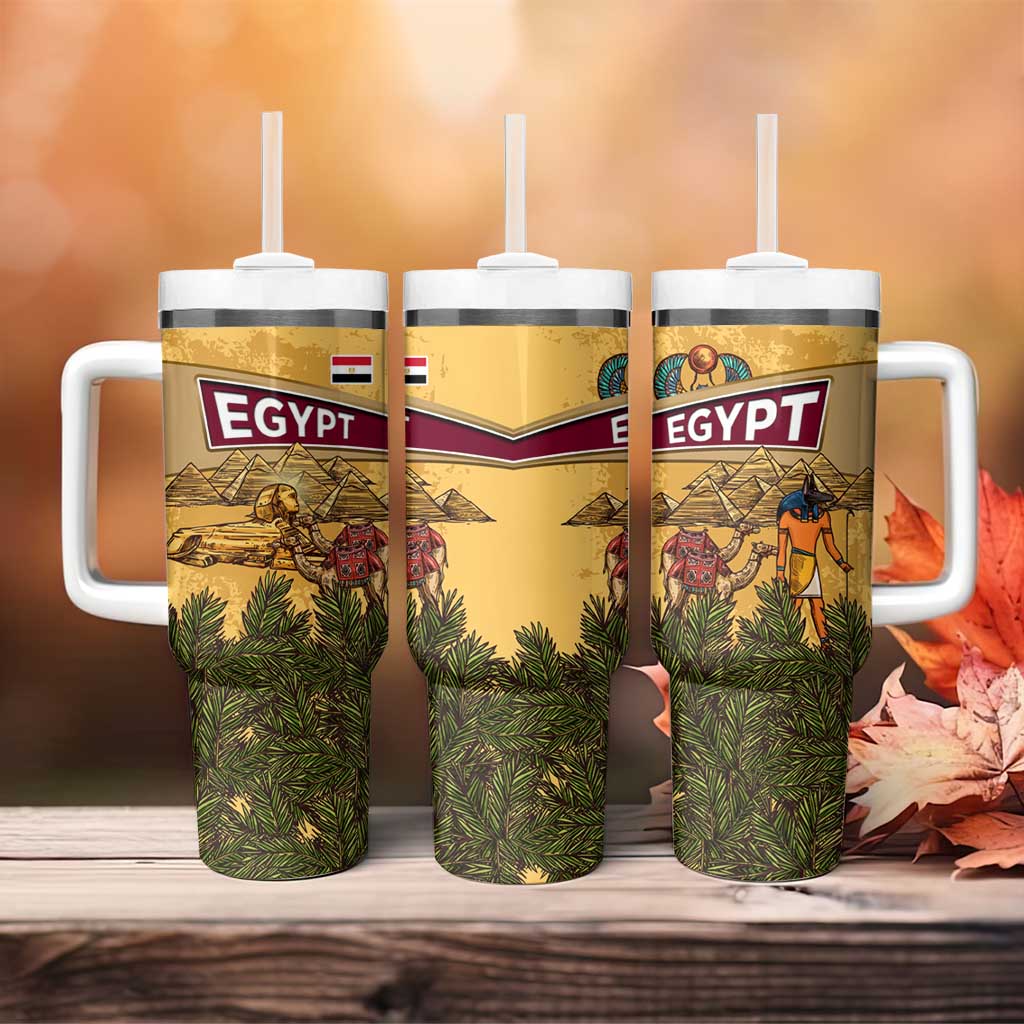 Egyptian Pyramids and Anubis Tumbler With Handle Camel Caravan Desert - African Pride
