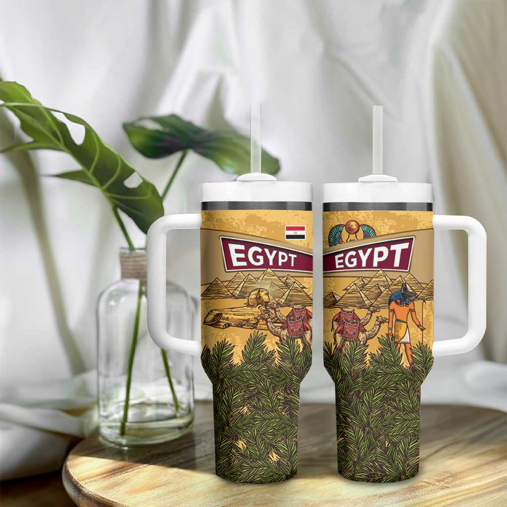 Egyptian Pyramids and Anubis Tumbler With Handle Camel Caravan Desert - African Pride