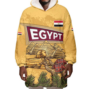 Egyptian Pyramids and Anubis Wearable Blanket Hoodie Camel Caravan Desert - African Pride