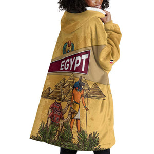 Egyptian Pyramids and Anubis Wearable Blanket Hoodie Camel Caravan Desert - African Pride