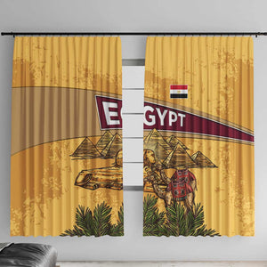 Egyptian Pyramids and Anubis Window Curtain Camel Caravan Desert - African Pride