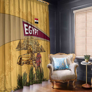 Egyptian Pyramids and Anubis Window Curtain Camel Caravan Desert - African Pride