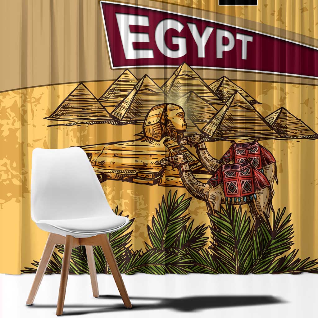 Egyptian Pyramids and Anubis Window Curtain Camel Caravan Desert - African Pride