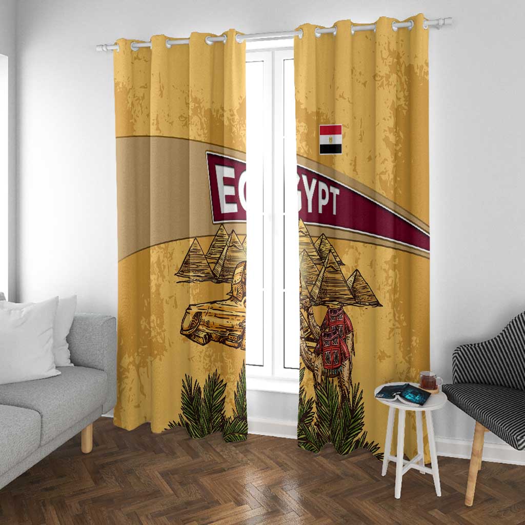 Egyptian Pyramids and Anubis Window Curtain Camel Caravan Desert - African Pride
