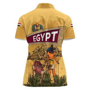Egyptian Pyramids and Anubis Women Polo Shirt Camel Caravan Desert - African Pride
