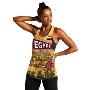 Egyptian Pyramids and Anubis Women Racerback Tank Camel Caravan Desert - African Pride