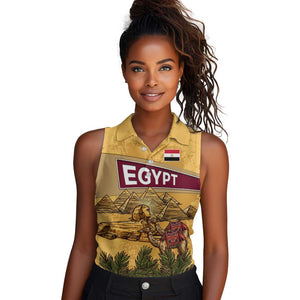Egyptian Pyramids and Anubis Women Sleeveless Polo Shirt Camel Caravan Desert - African Pride