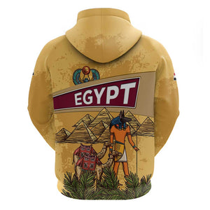 Egyptian Pyramids and Anubis Zip Hoodie Camel Caravan Desert - African Pride