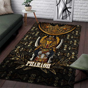 Pharaoh King Tut Egypt Area Rug Hieroglyphic Gold Pattern - African Pride