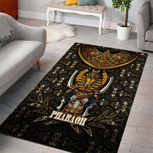 Pharaoh King Tut Egypt Area Rug Hieroglyphic Gold Pattern - African Pride