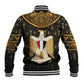Pharaoh King Tut Egypt Baseball Jacket Hieroglyphic Gold Pattern - African Pride