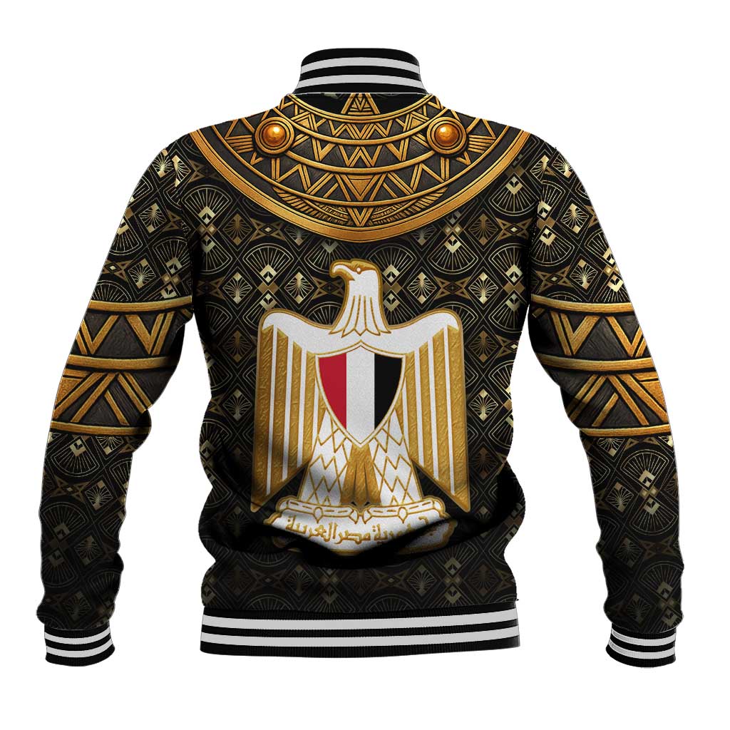 Pharaoh King Tut Egypt Baseball Jacket Hieroglyphic Gold Pattern - African Pride