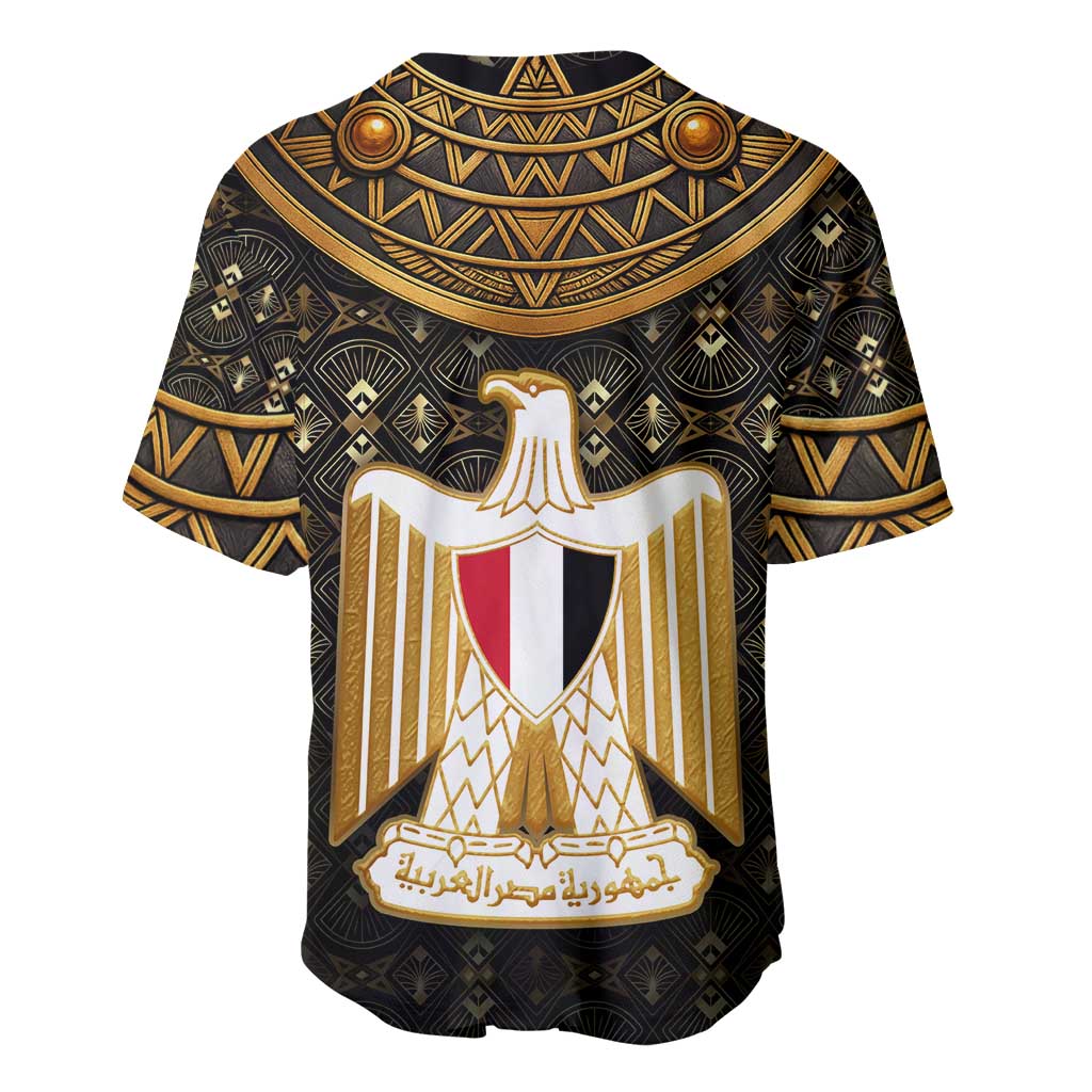 Pharaoh King Tut Egypt Baseball Jersey Hieroglyphic Gold Pattern - African Pride