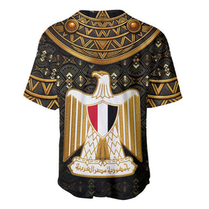 Pharaoh King Tut Egypt Baseball Jersey Hieroglyphic Gold Pattern - African Pride