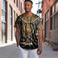 Pharaoh King Tut Egypt Baseball Jersey Hieroglyphic Gold Pattern - African Pride