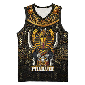 Pharaoh King Tut Egypt Basketball Jersey Hieroglyphic Gold Pattern - African Pride