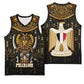 Pharaoh King Tut Egypt Basketball Jersey Hieroglyphic Gold Pattern - African Pride