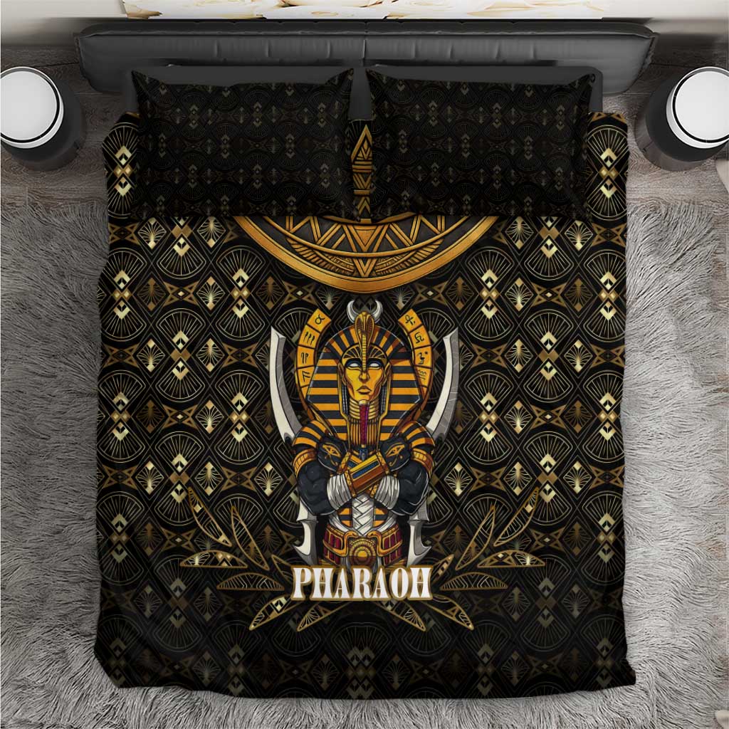 Pharaoh King Tut Egypt Bedding Set Hieroglyphic Gold Pattern - African Pride
