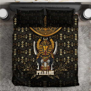 Pharaoh King Tut Egypt Bedding Set Hieroglyphic Gold Pattern - African Pride