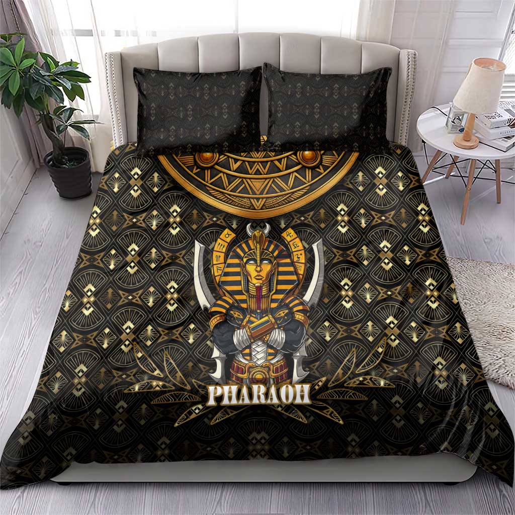 Pharaoh King Tut Egypt Bedding Set Hieroglyphic Gold Pattern - African Pride