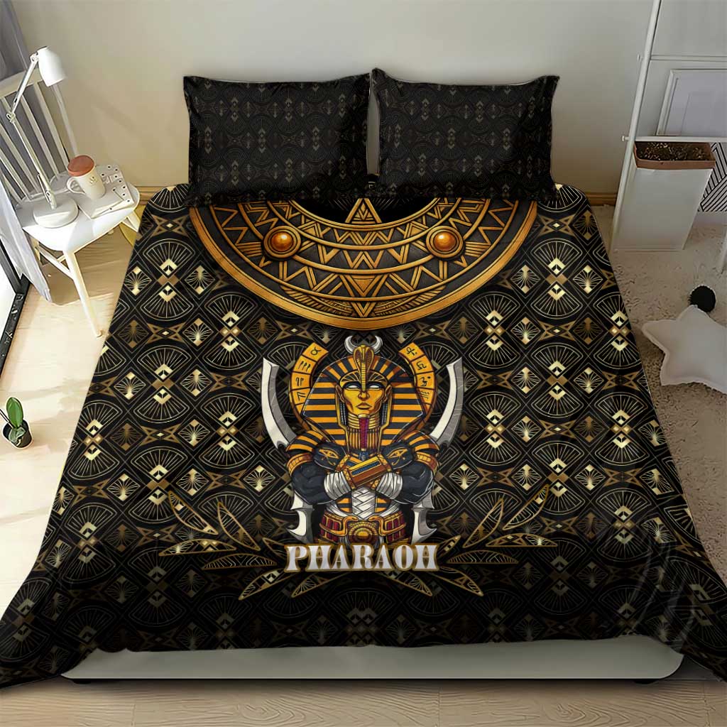 Pharaoh King Tut Egypt Bedding Set Hieroglyphic Gold Pattern - African Pride