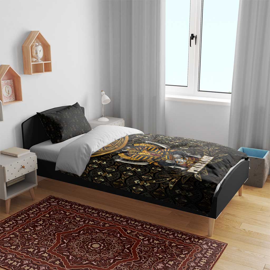 Pharaoh King Tut Egypt Bedding Set Hieroglyphic Gold Pattern - African Pride