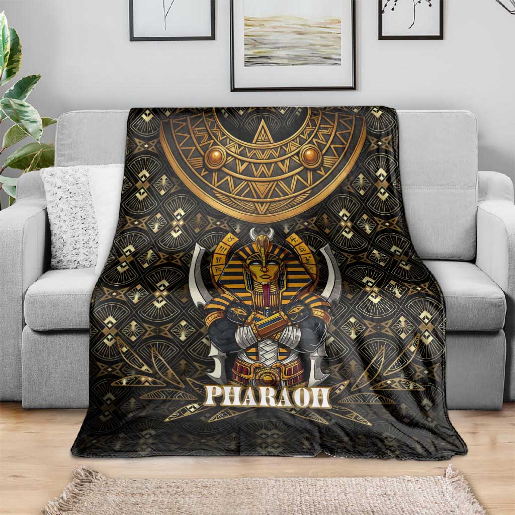 Pharaoh King Tut Egypt Blanket Hieroglyphic Gold Pattern - African Pride