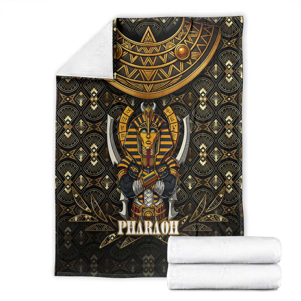 Pharaoh King Tut Egypt Blanket Hieroglyphic Gold Pattern - African Pride