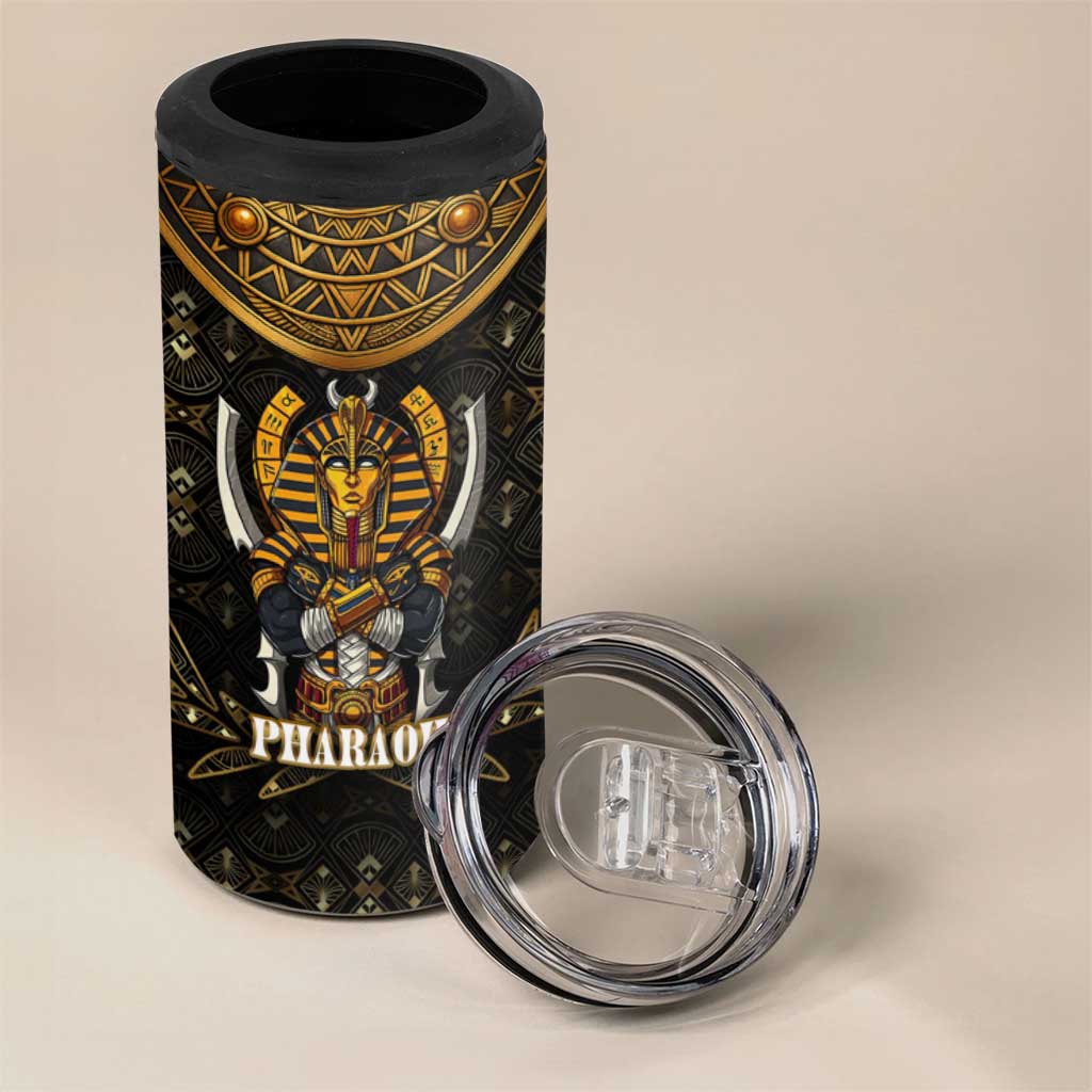 Pharaoh King Tut Egypt 4 in 1 Can Cooler Tumbler Hieroglyphic Gold Pattern - African Pride