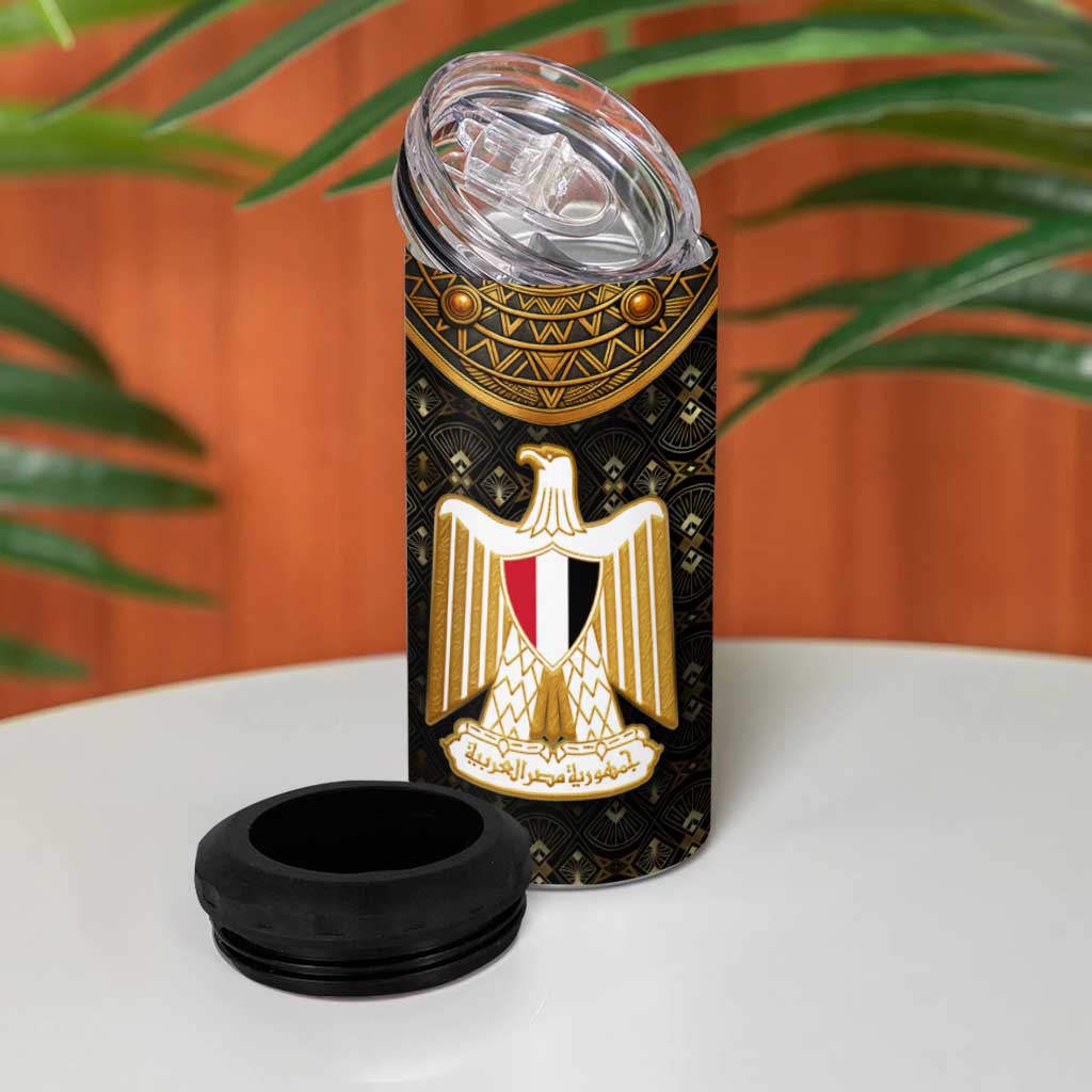 Pharaoh King Tut Egypt 4 in 1 Can Cooler Tumbler Hieroglyphic Gold Pattern - African Pride