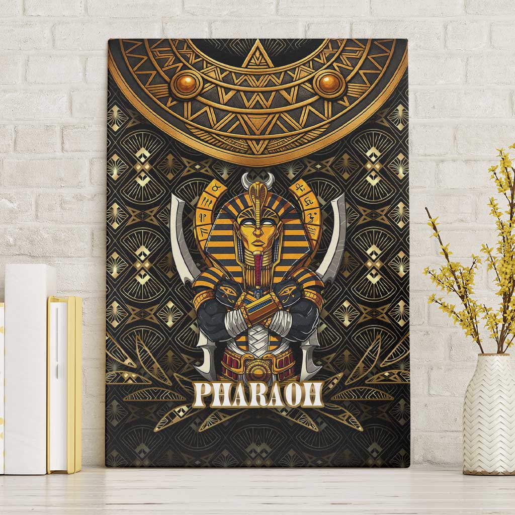 Pharaoh King Tut Egypt Canvas Wall Art Hieroglyphic Gold Pattern - African Pride