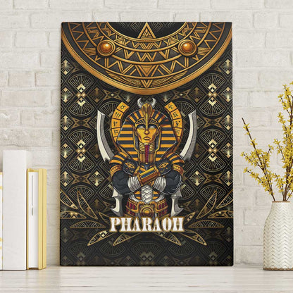 Pharaoh King Tut Egypt Canvas Wall Art Hieroglyphic Gold Pattern - African Pride