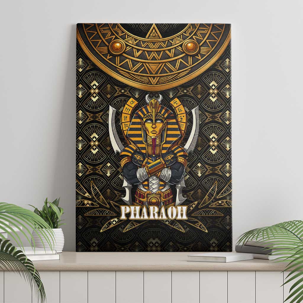 Pharaoh King Tut Egypt Canvas Wall Art Hieroglyphic Gold Pattern - African Pride
