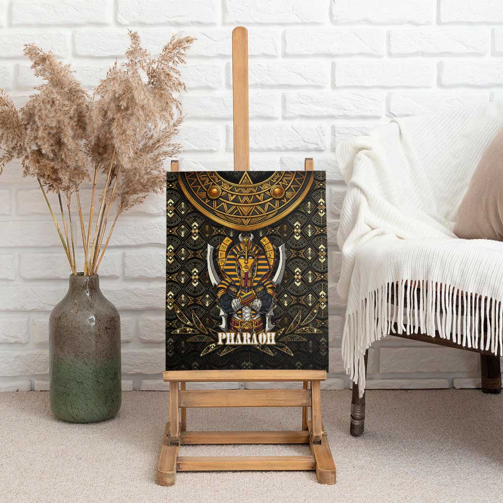 Pharaoh King Tut Egypt Canvas Wall Art Hieroglyphic Gold Pattern - African Pride