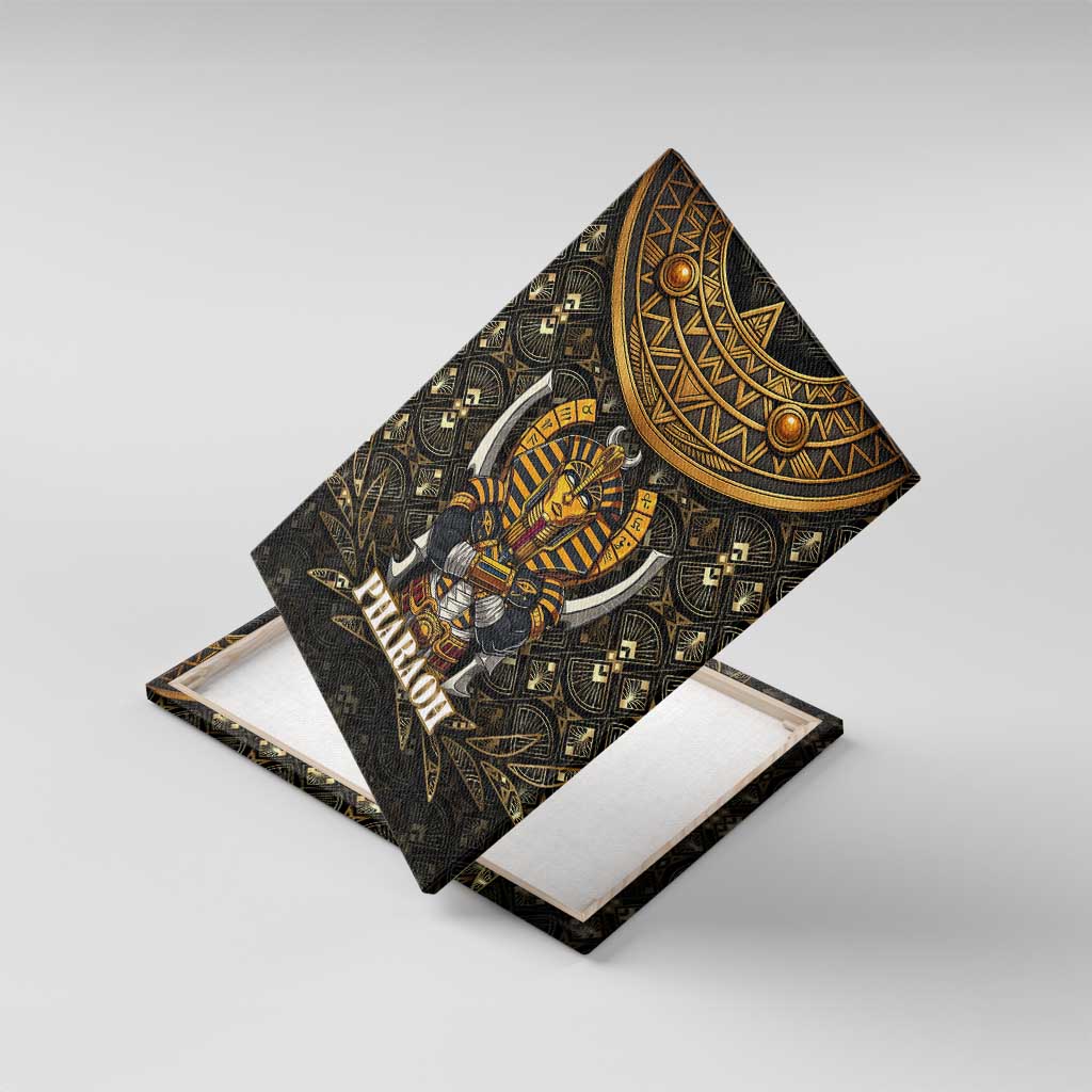 Pharaoh King Tut Egypt Canvas Wall Art Hieroglyphic Gold Pattern - African Pride