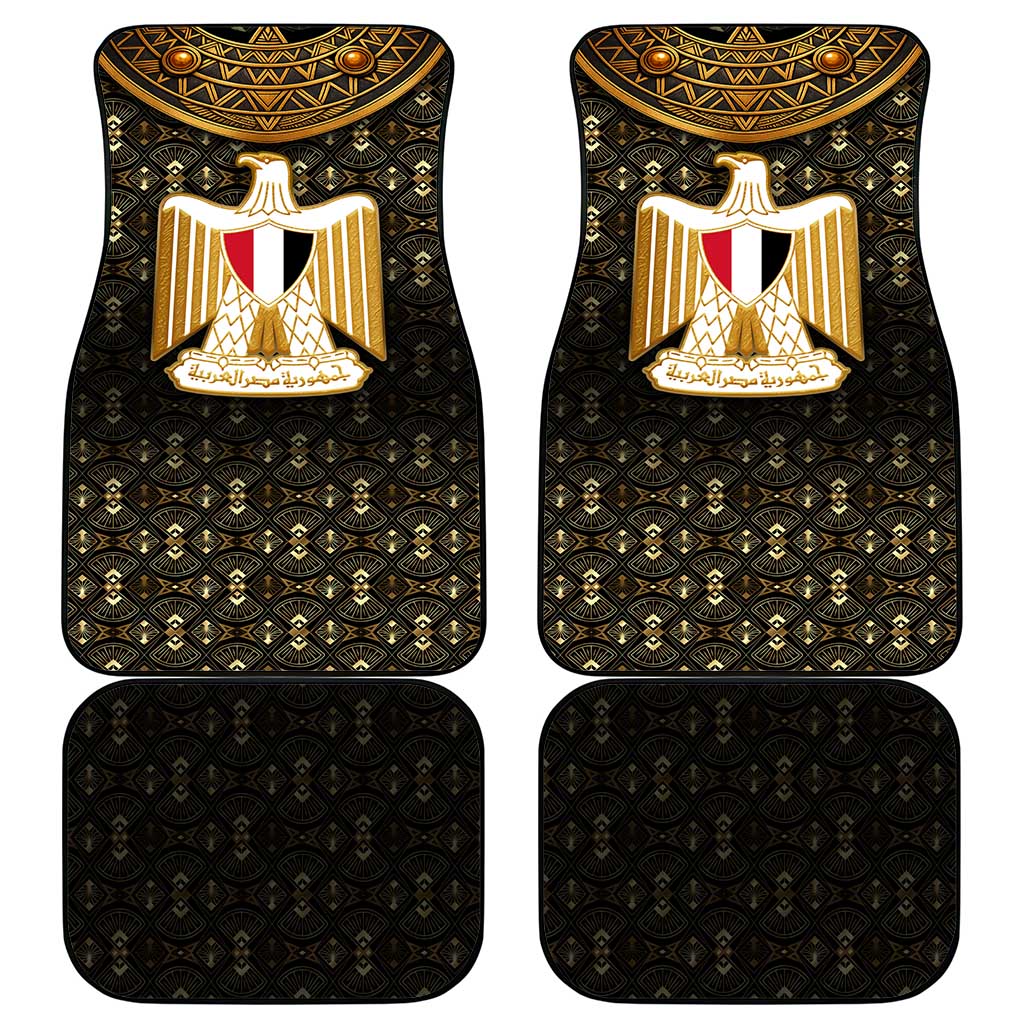 Pharaoh King Tut Egypt Car Mats Hieroglyphic Gold Pattern - African Pride