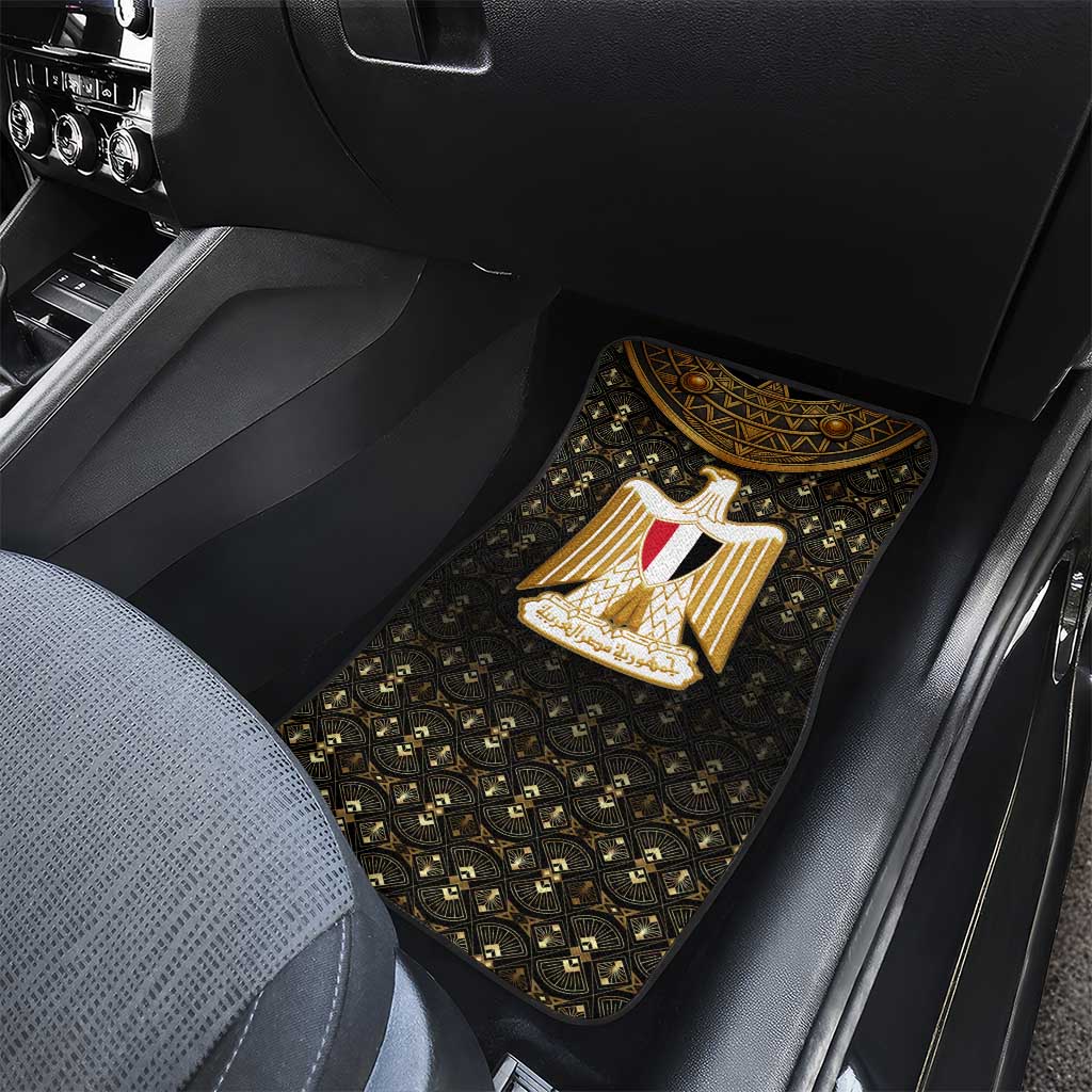 Pharaoh King Tut Egypt Car Mats Hieroglyphic Gold Pattern - African Pride