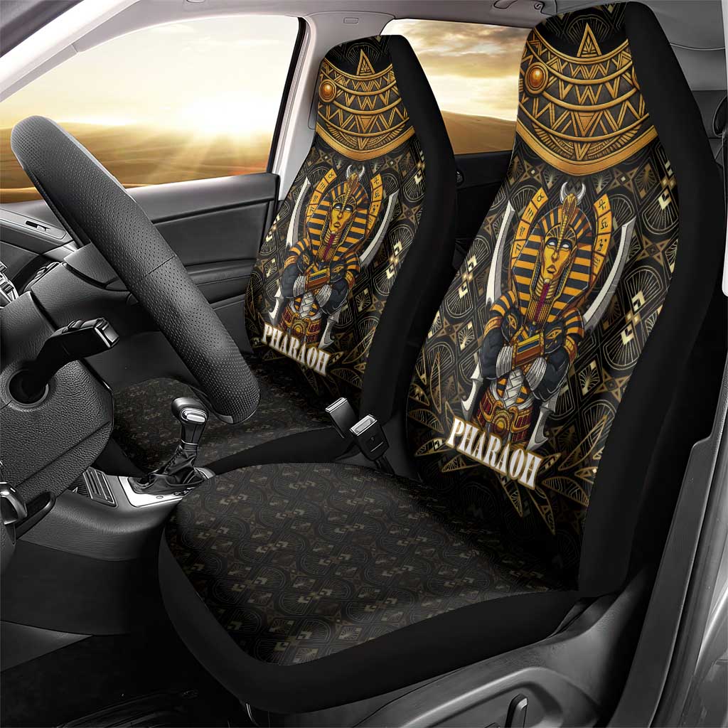 Pharaoh King Tut Egypt Car Seat Cover Hieroglyphic Gold Pattern - African Pride