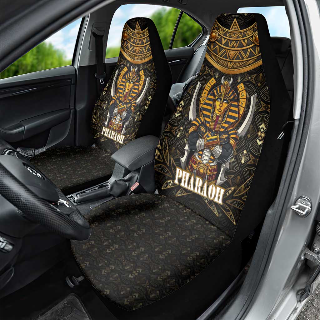 Pharaoh King Tut Egypt Car Seat Cover Hieroglyphic Gold Pattern - African Pride